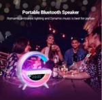 G LED Wireless Charging Bluetooth Speaker with FM Radio, RGB Light and Table Lamp - BT-3401