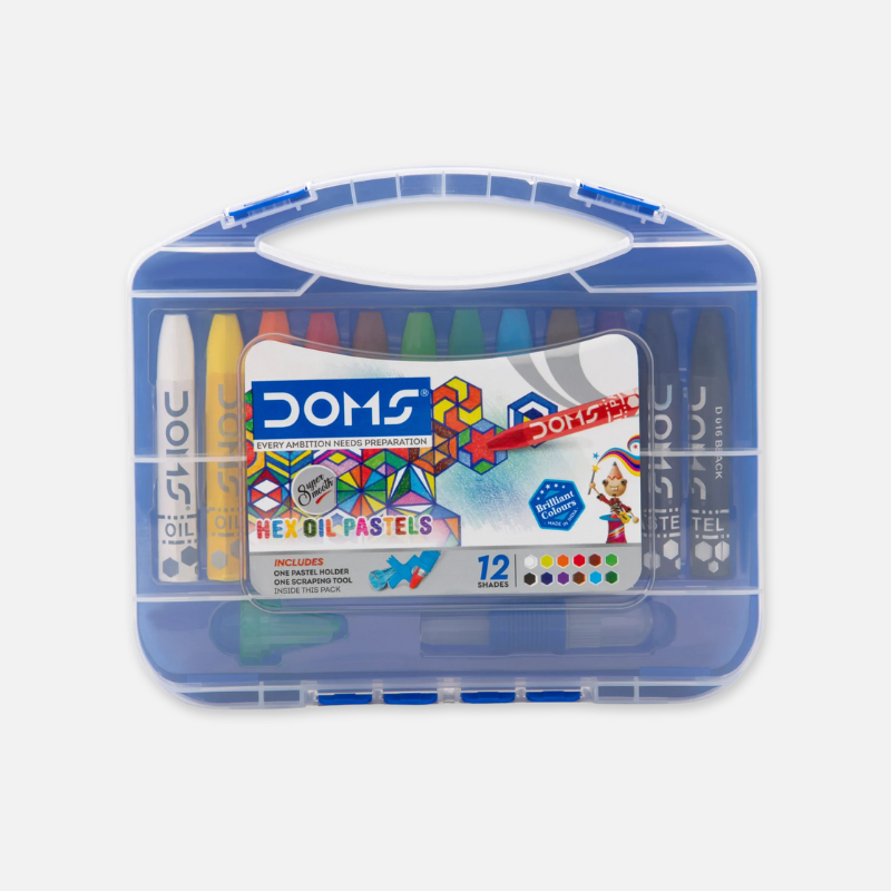 DOMS 12 Assorted Shades with Pastel Holder and Scraping Tool