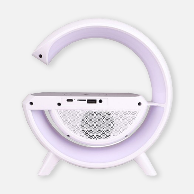 G LED Wireless Charging Bluetooth Speaker with FM Radio, RGB Light and Table Lamp - BT-3401