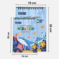Two scratch paper notebooks with undersea world design and measurements on a white background