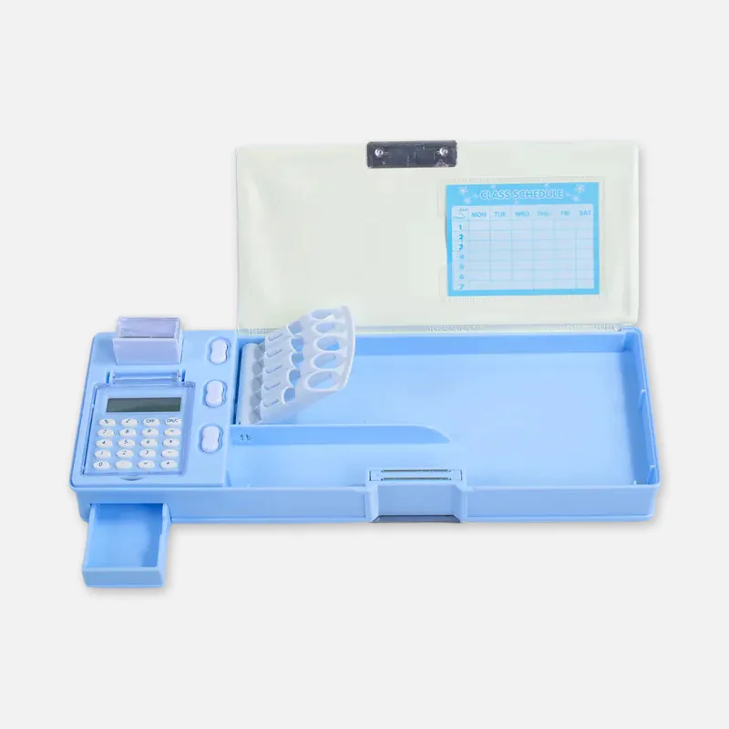 Multifunctional Magnetic Lock Pencil Box with Sharpener Calculator 3547-29