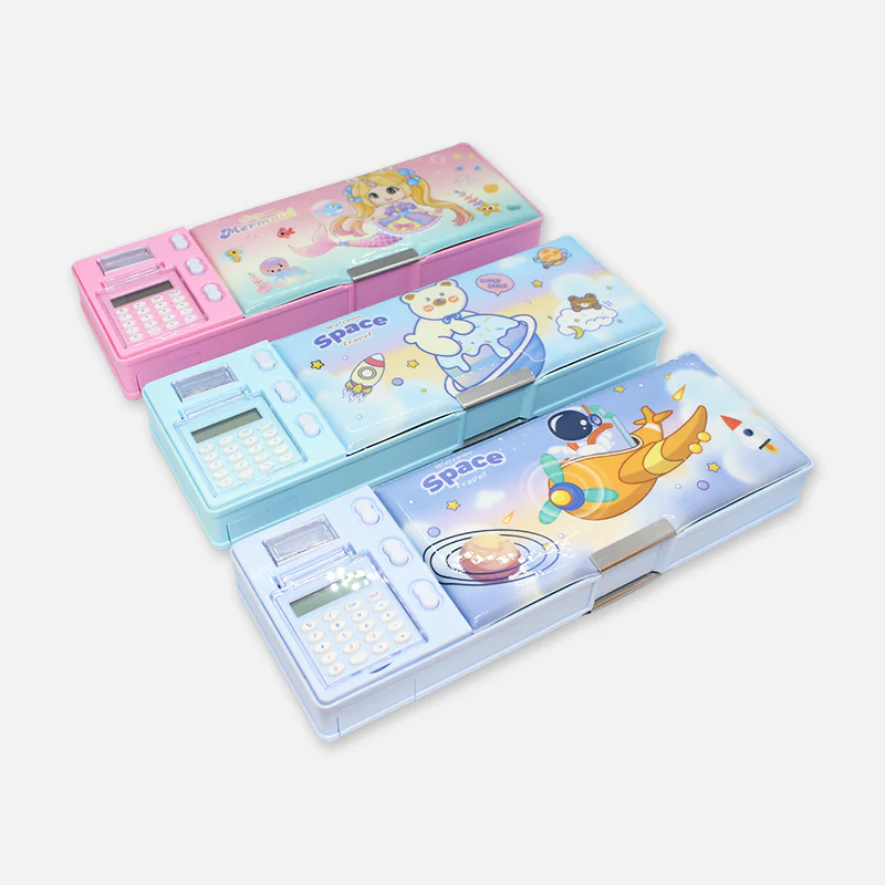 Multifunctional Magnetic Lock Pencil Box with Sharpener Calculator 3547-29
