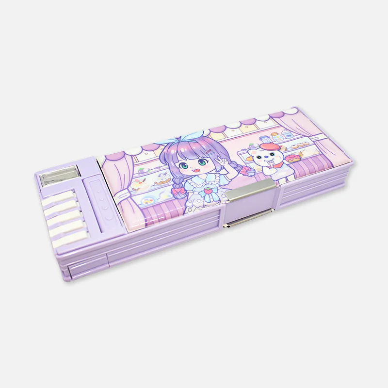 Multifunctional Magnetic Lock Pencil Box with Sharpener & Piano 3518-02