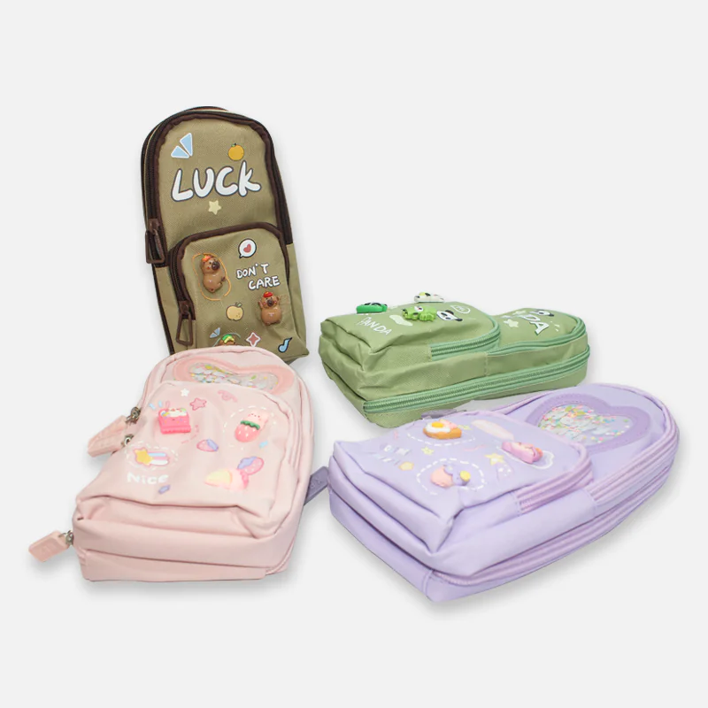 Premium-Happy-Times-Luck-Panda-Cute-Pencil-Pouch Premium Happy Times Luck Cute Panda Pencil Pouch for Girls with 3 Compartment 163-167