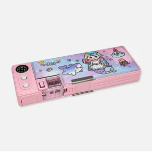 Space Journey Happy Dinosaur Mermaid Multifunctional Magnetic Lock Pencil Box with Double Sharpener & Compass