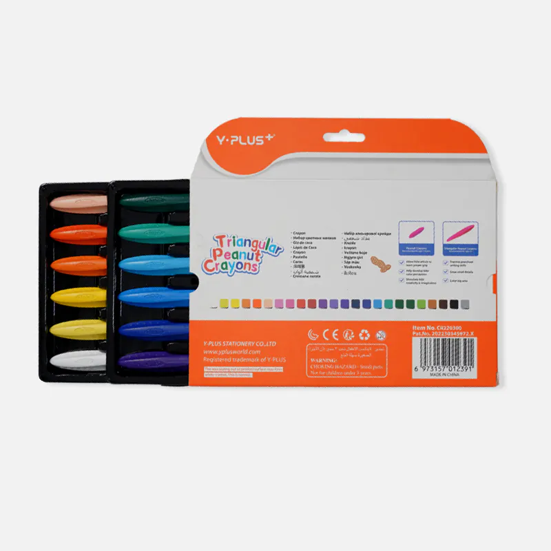Y-Plus+ Triangular Peanut 24 Pcs Crayon