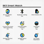 BK9 Multifunction Smart Watch Super Bright Clear Display with Bluetooth Calling for Men and Women