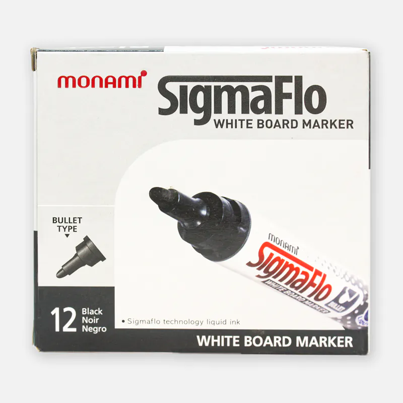 Monami Sigmaflo White Board Marker Black Noir-Negro