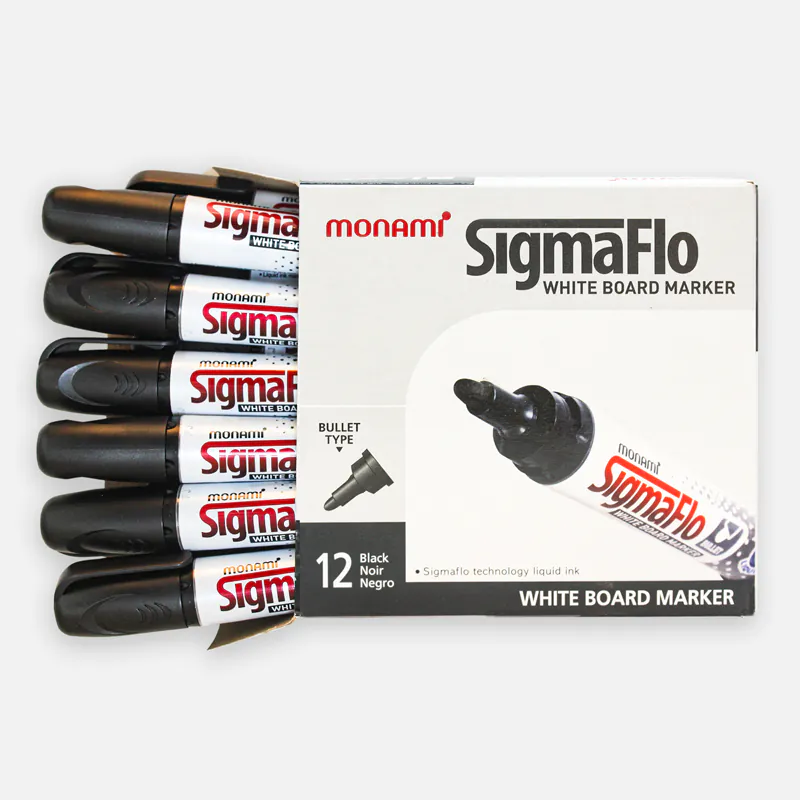 Monami Sigmaflo White Board Marker Black Noir-Negro