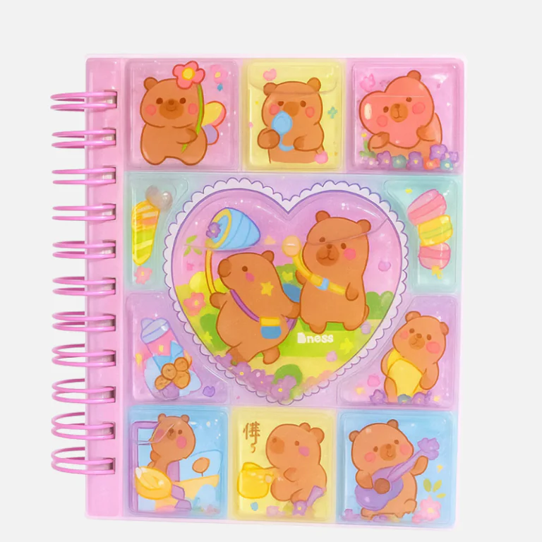Capybara Liquid 3D Notebook with Stickers and Decorated Sheets