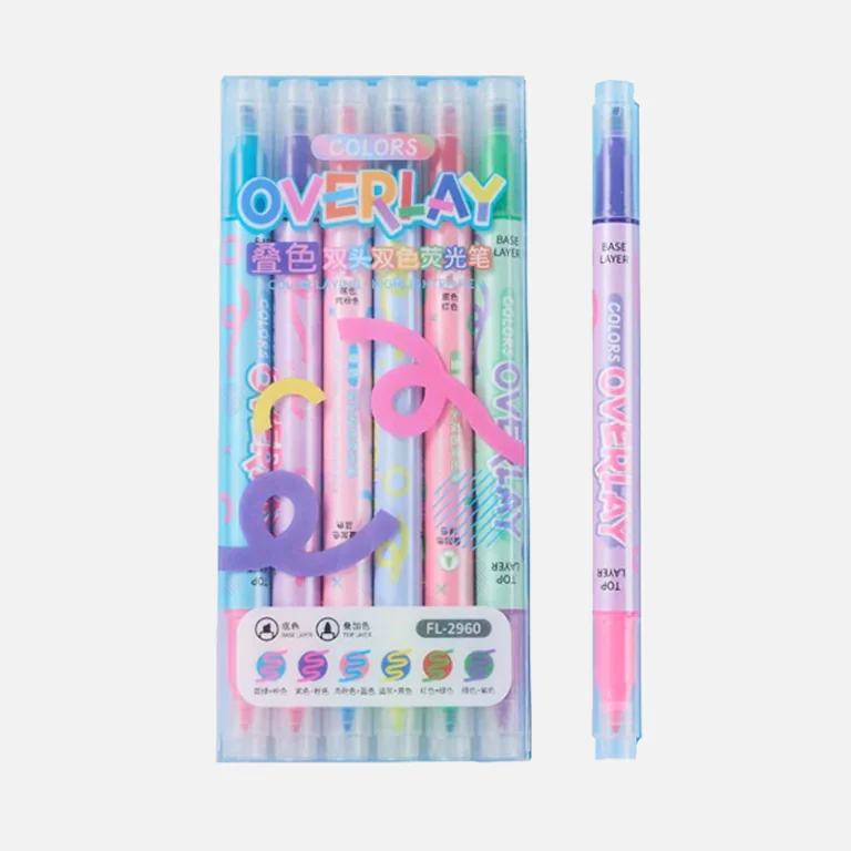 Colors Overlay Color Lying Double Head Highlighter Pen