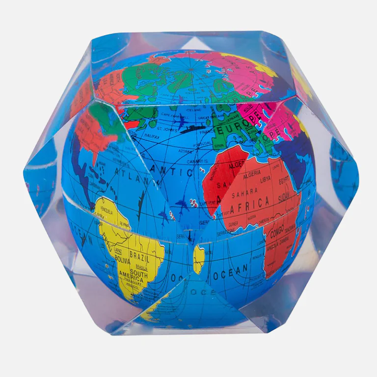 Premium Crystal World Map 3D Globe Paperweight