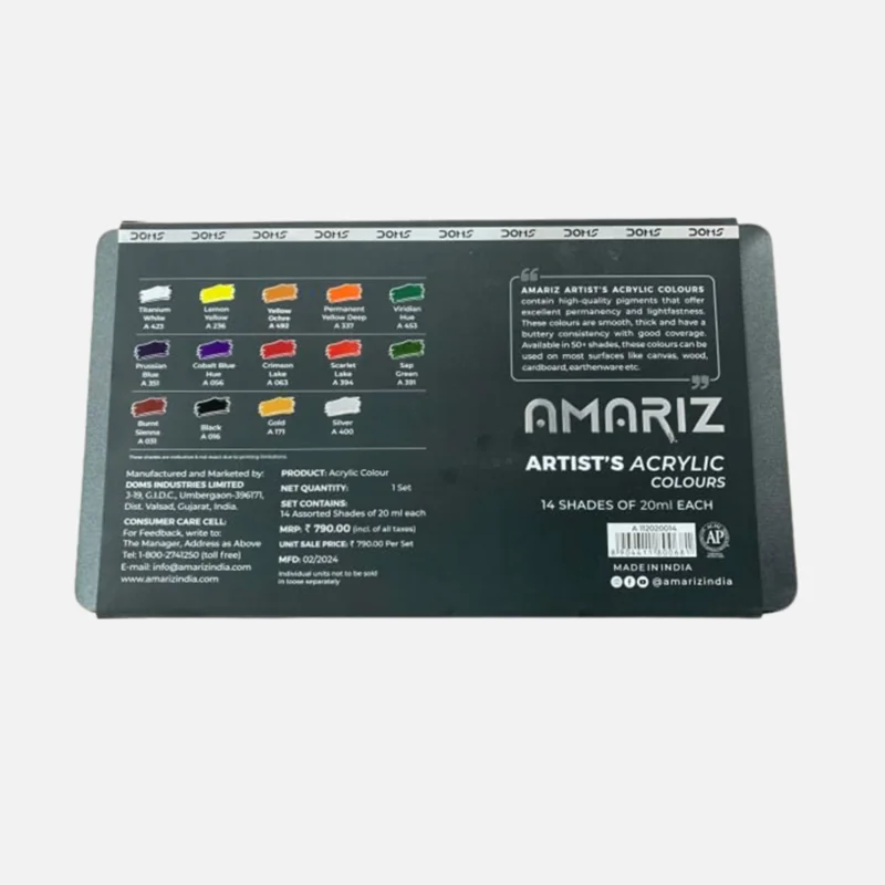 Amariz Artist Acrylic Color 14 Shade Set 20 ml