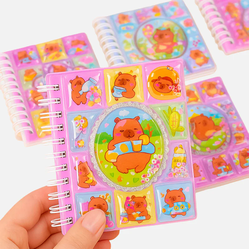 Capybara Liquid 3D Notebook with Stickers and Decorated Sheets
