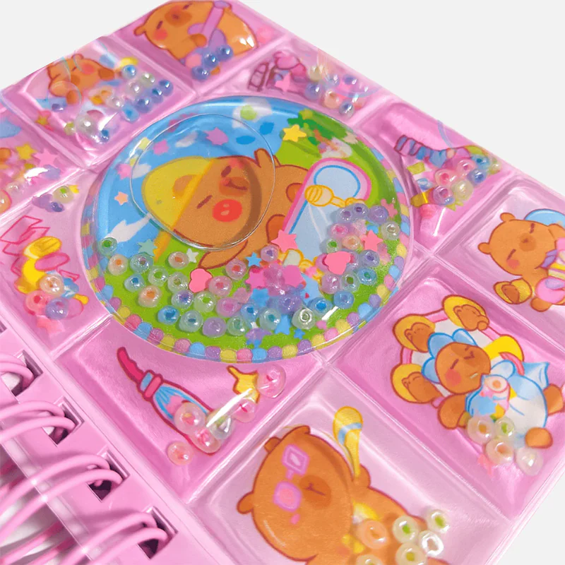 Capybara Liquid 3D Notebook with Stickers and Decorated Sheets