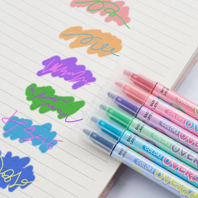 Colors Overlay Color Lying Double Head Highlighter Pen