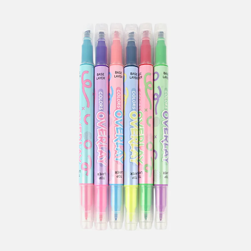 Colors Overlay Color Lying Double Head Highlighter Pen