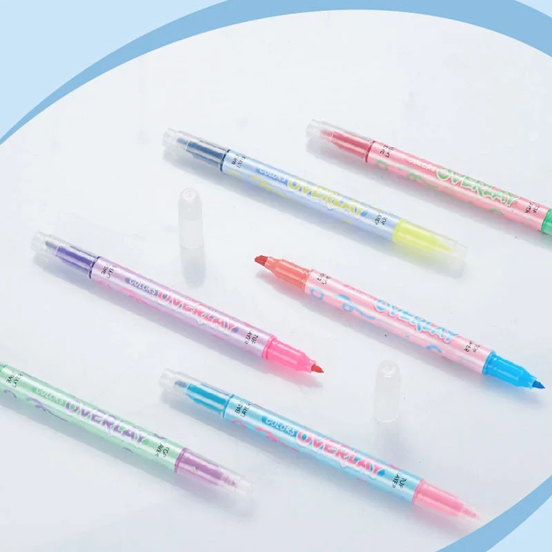 Colors Overlay Color Lying Double Head Highlighter Pen
