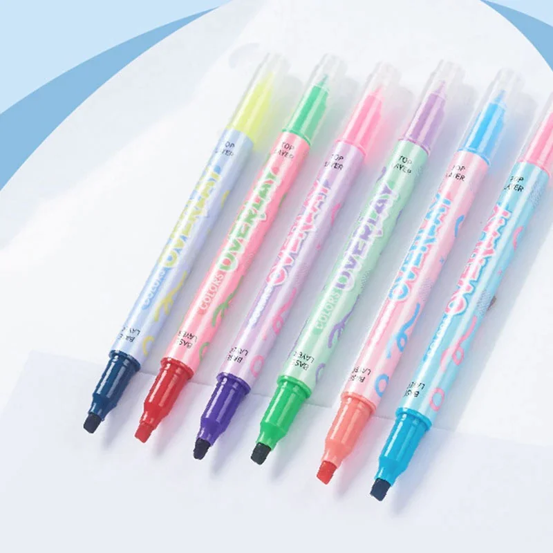 Colors Overlay Color Lying Double Head Highlighter Pen