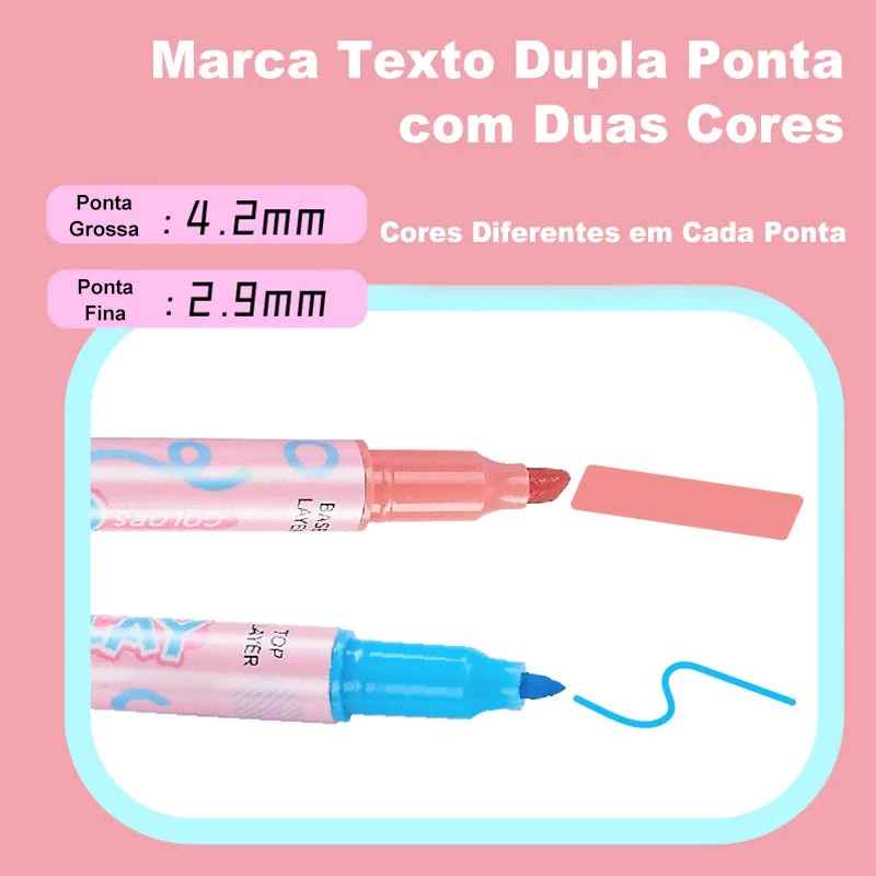 Colors Overlay Color Lying Double Head Highlighter Pen