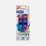 Doms 12 Assorted Shades Aqua Water Color Cakes with Brush