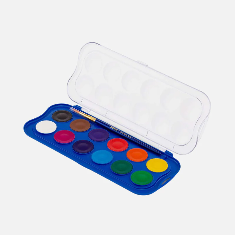 Doms 12 Assorted Shades Aqua Water Color Cakes with Brush