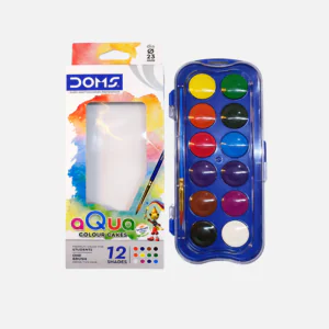 Doms 12 Assorted Shades Aqua Water Color Cakes with Brush